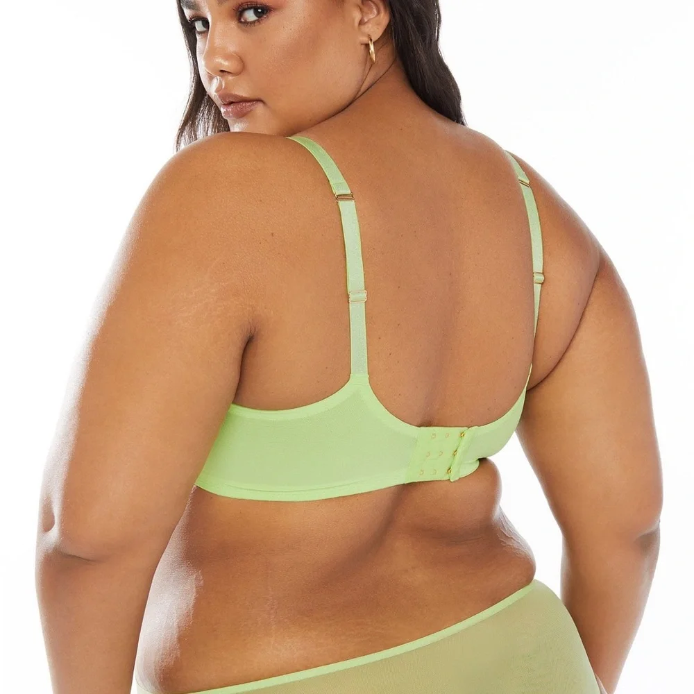 Savage X Fenty Shining Star lime green Embroidered Unlined Demi Bra size 38DD - Picture 3 of 12